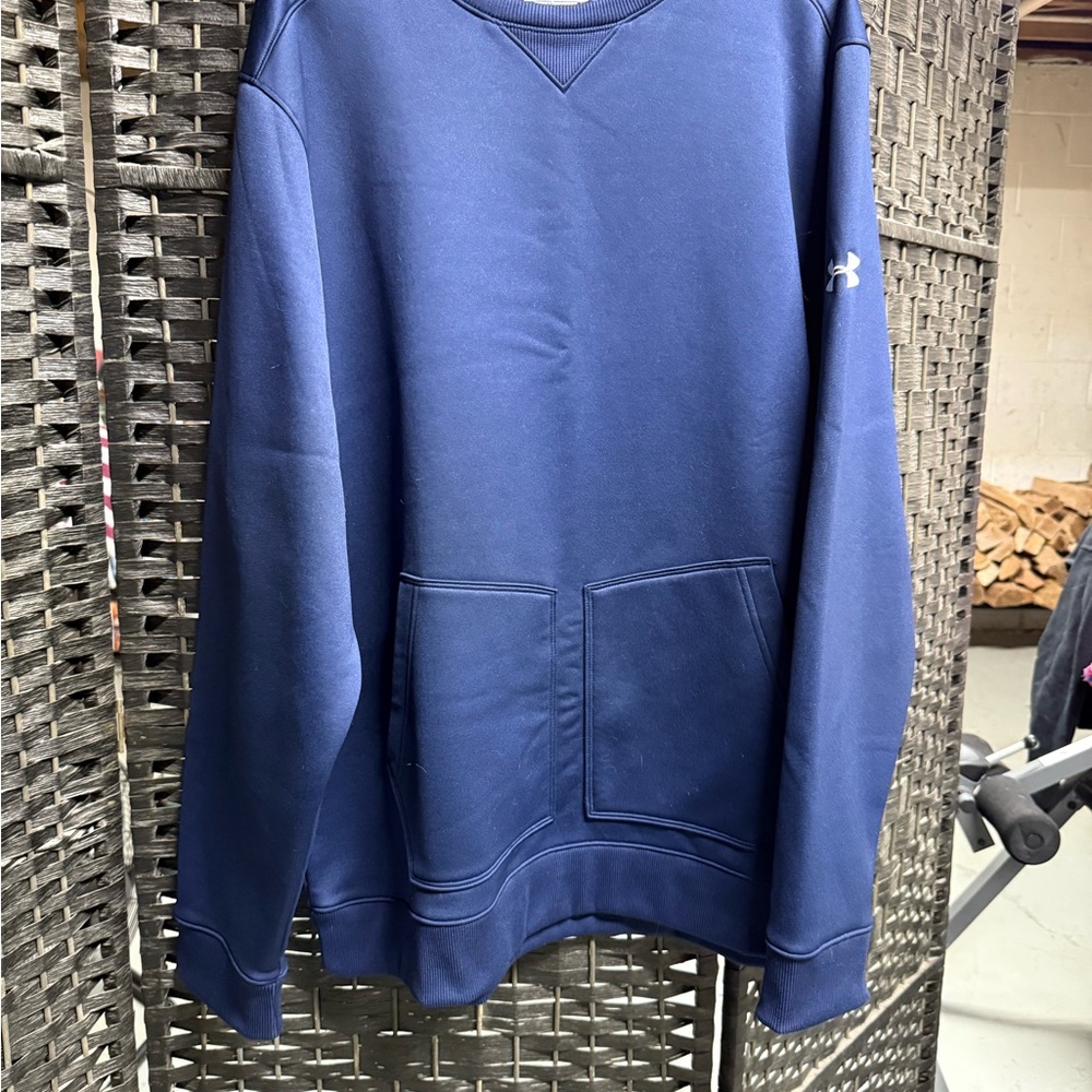 Under Armour Navy ColdGear Top mens 2 xl crew neck with front pockets